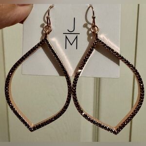 JM Collection Rose Goldtone Rhinestone Drop Earrings! Stunning NEW Stunning!
